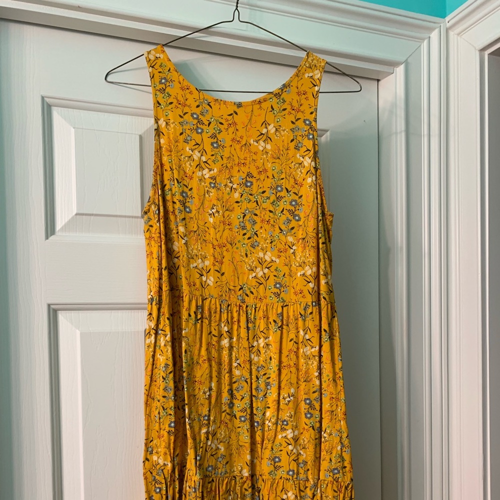 Sleeveless sunflower yellow floral dress